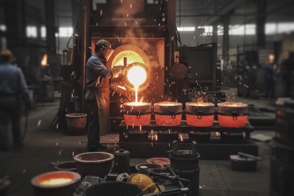 Precision metal pouring into shells