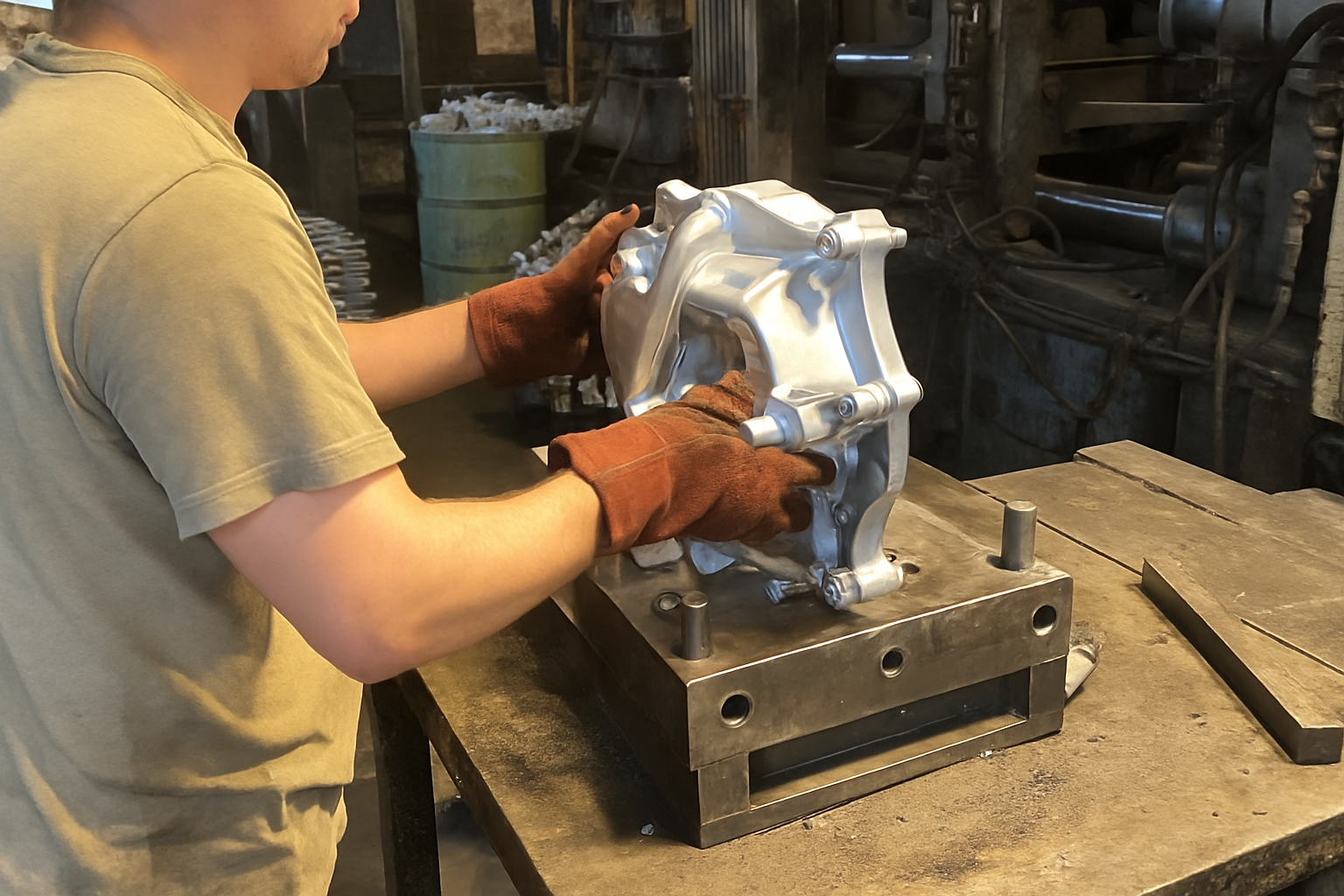 Aluminum part ejection from die casting mold